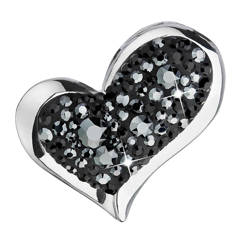 Strieborný prívesok srdce s kamienkami Crystals from Swarovski ® hematitu