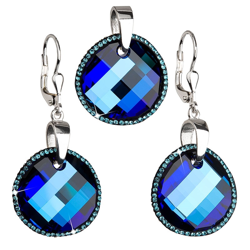 Sada šperkov štvorca Crystals from Swarovski ® Bermuda Blue