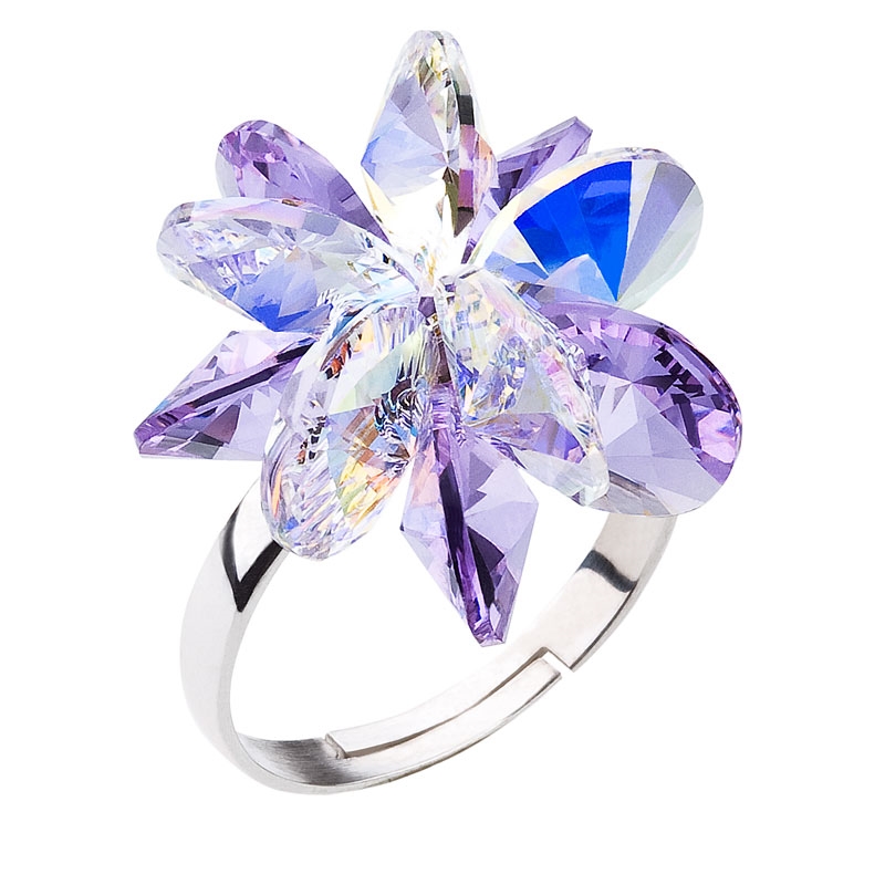 Strieborný prsteň s kryštálmi Crystals from Swarovski ® Violet