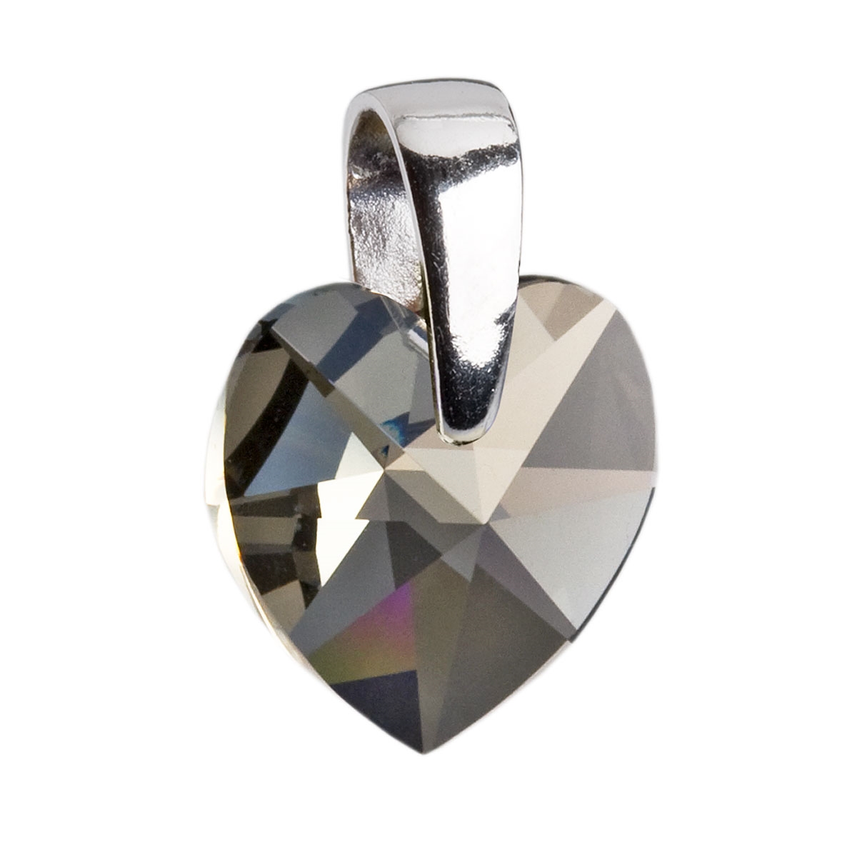 Strieborný prívesok srdce Crystals from Swarovski ® Black Diamond