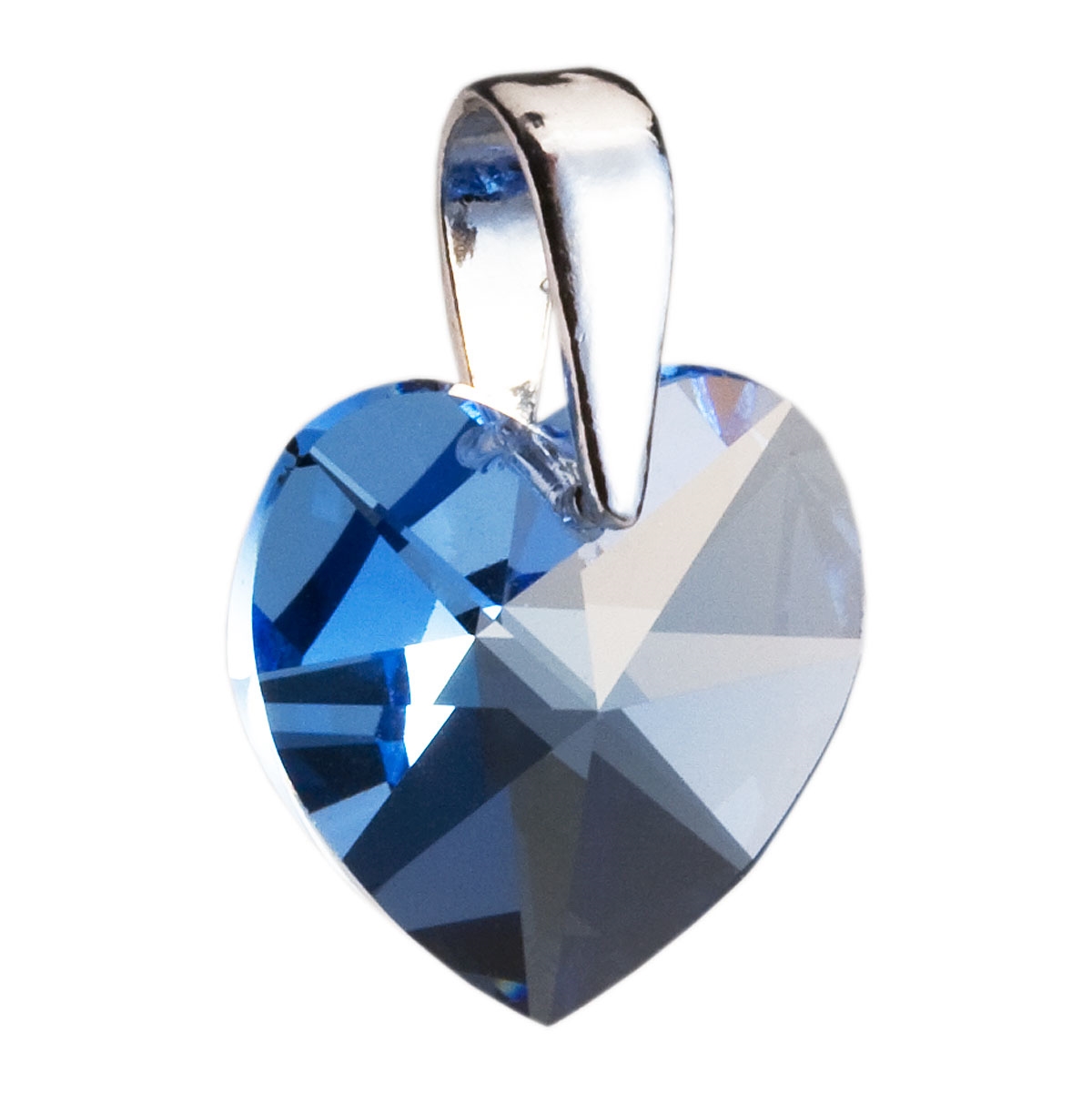Strieborný prívesok srdce Crystals from Swarovski ® Aquamarine