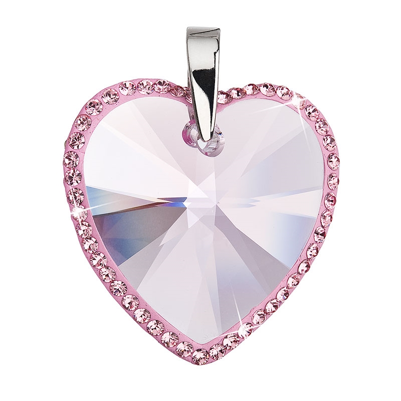 Strieborný prívesok srdce Crystals from Swarovski ® Rose