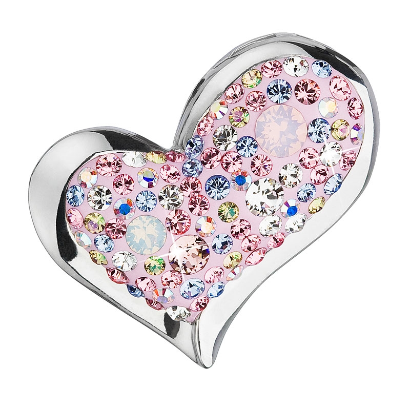 Strieborný prívesok srdce s kamienkami Crystals from Swarovski ® Magic Rose
