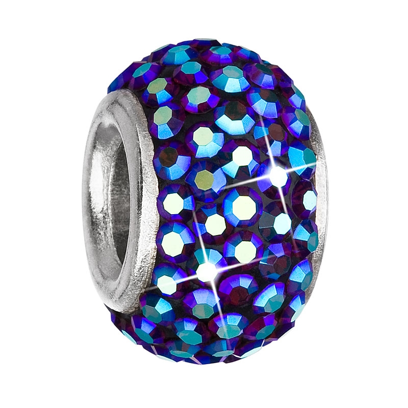 Strieborný prívesok korálik Crystals from Swarovski ® Bermuda Blue