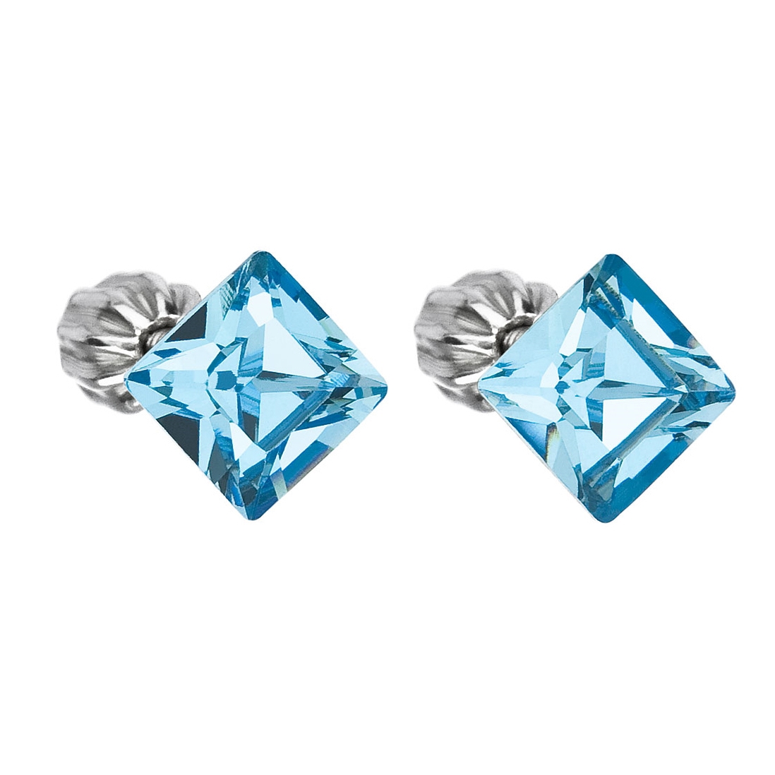Strieborné náušnice s kryštálmi Crystals from Swarovski ®, Aqua