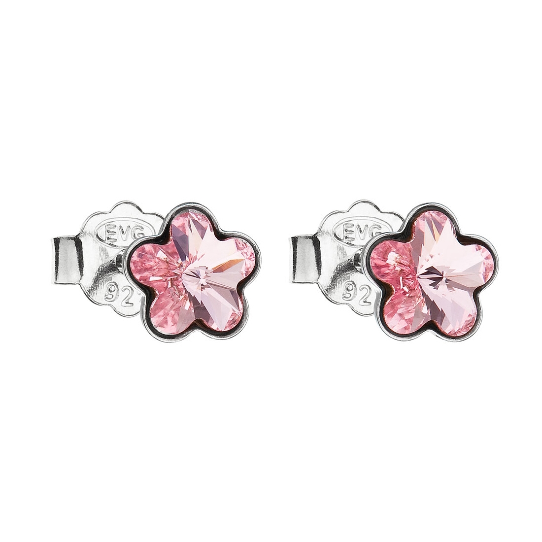 EVOLUTION GROUP CZ Stříbrné náušnice kytičky Crystals from Swarovski® Rose - 31080.3 Rose