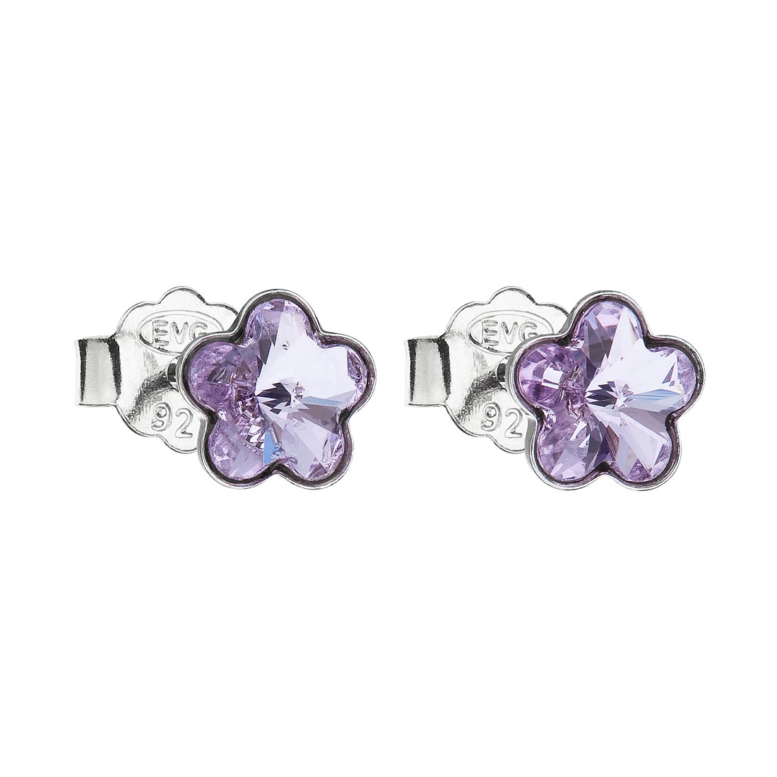 EVOLUTION GROUP CZ Stříbrné náušnice kytičky Crystals from Swarovski® Violet - 31080.3 Violet