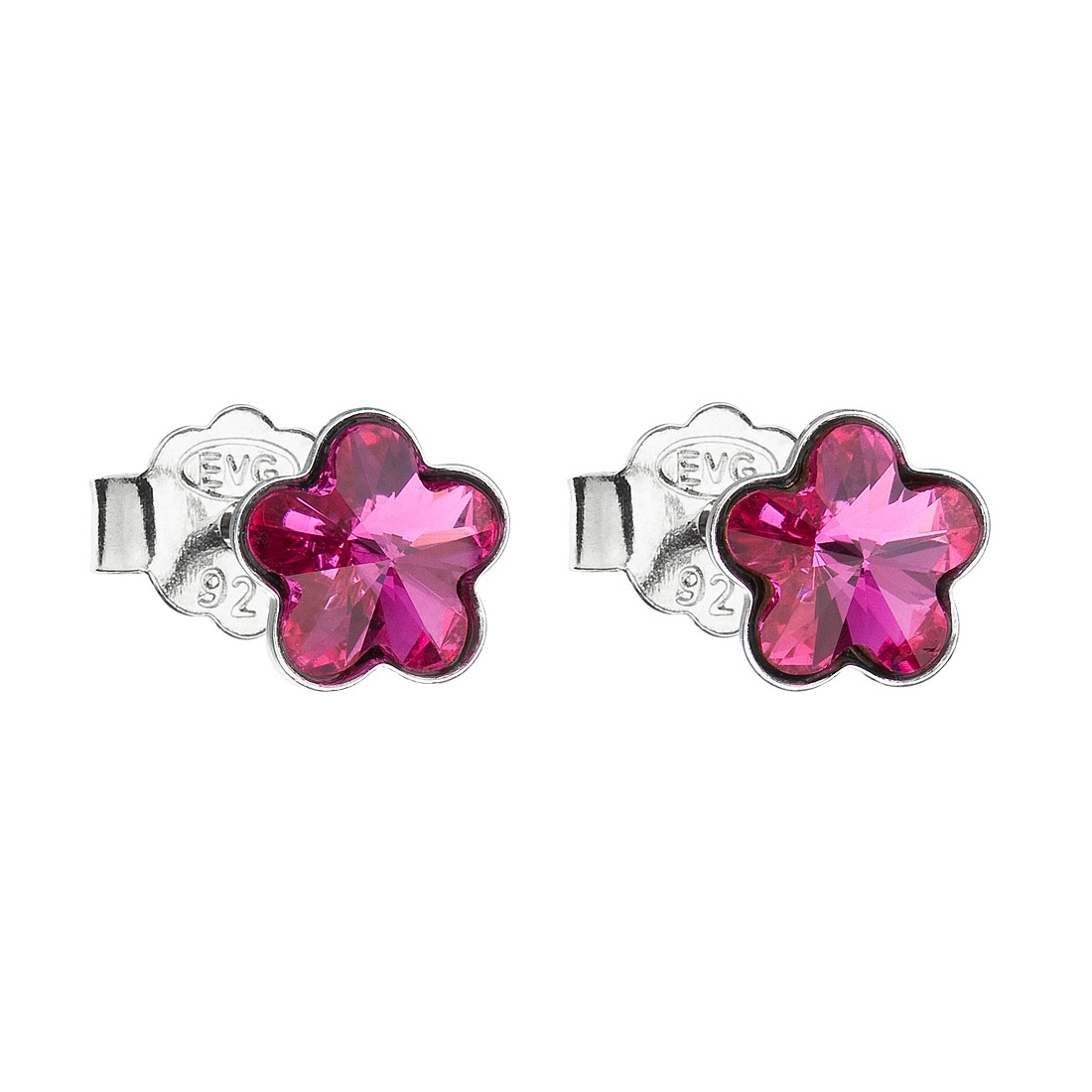 EVOLUTION GROUP CZ Stříbrné náušnice kytičky Crystals from Swarovski® Fuchsia - 31080.3 Fuchsia