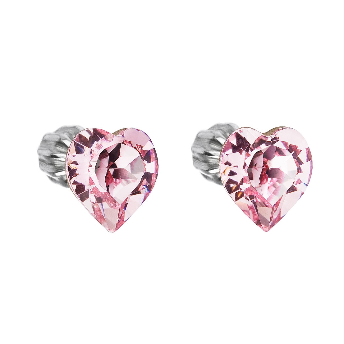 EVOLUTION GROUP CZ Stříbrné náušnice srdíčka Crystals from Swarovski® Rose - 31139.3 Rose