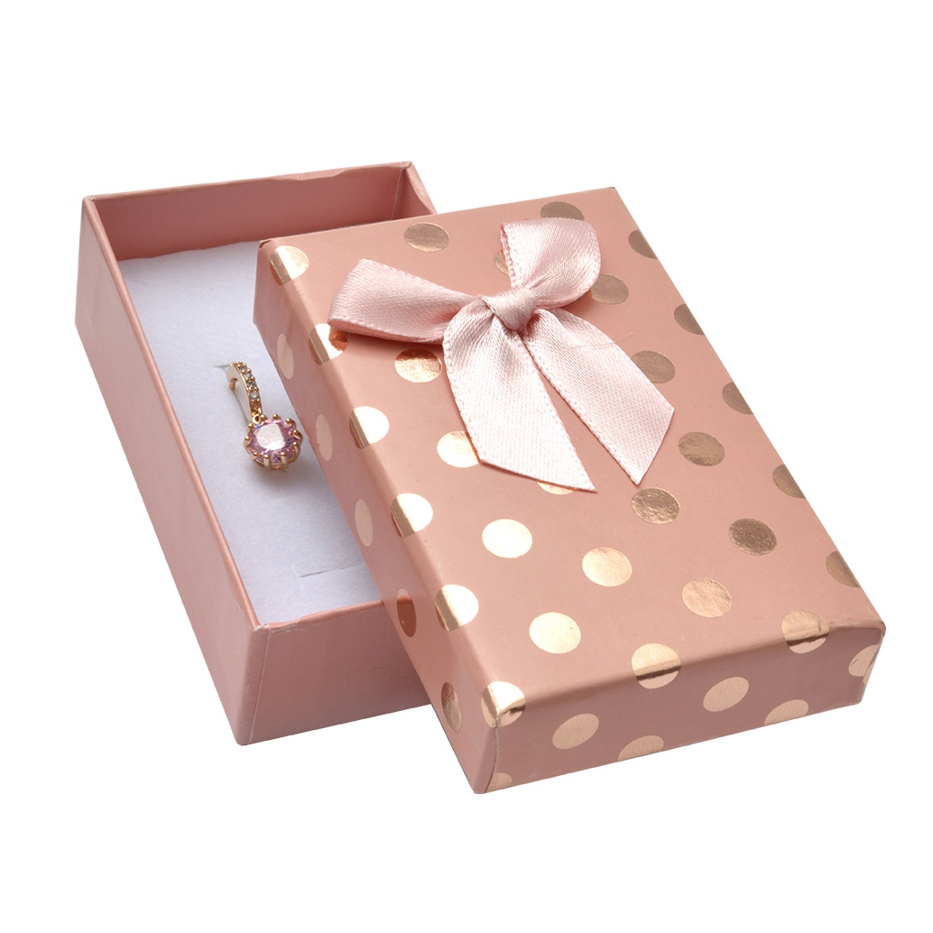 Darčeková krabička na súpravu, ružová so zlatými bodkami