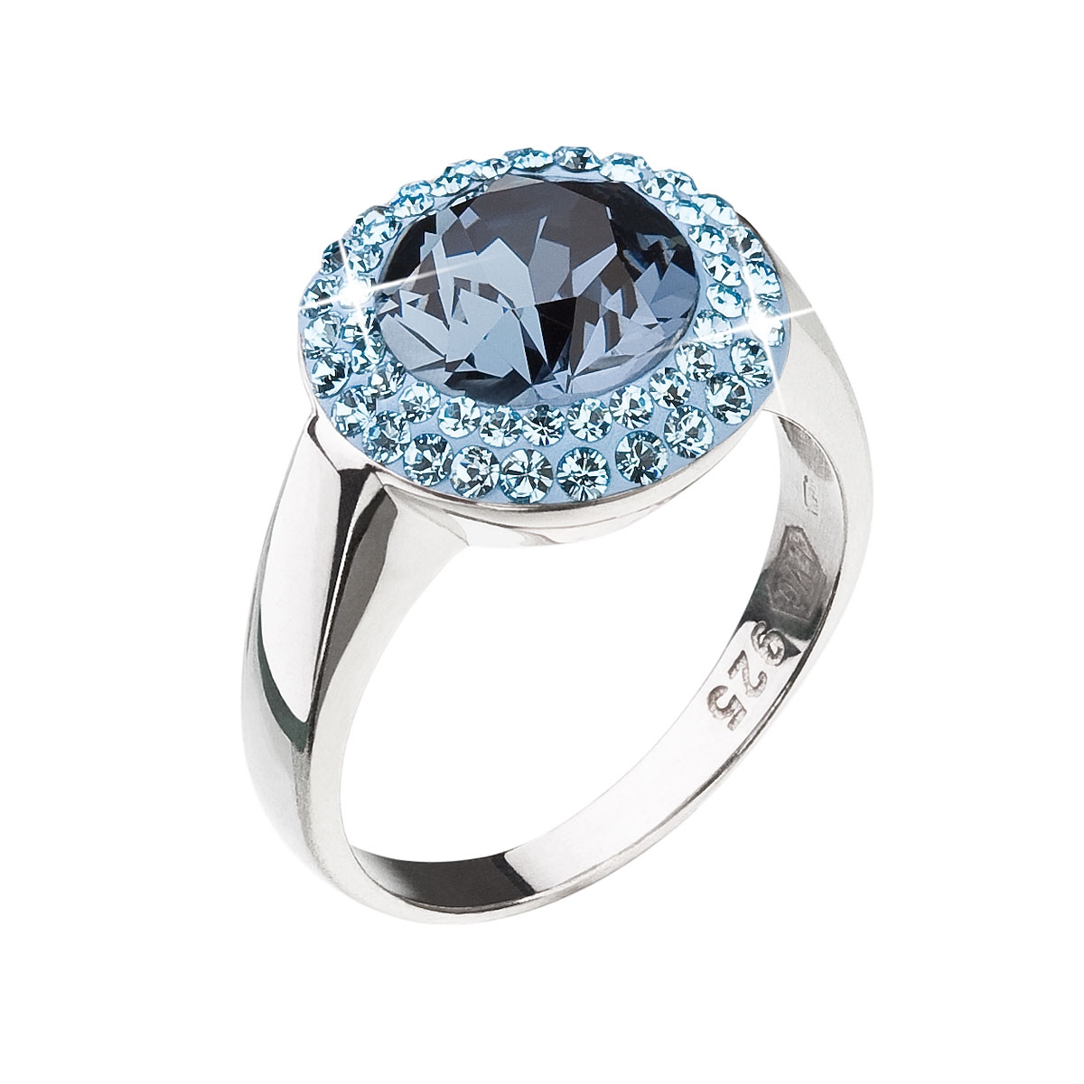 Strieborný prsteň Crystals from Swarovski ®, Blue