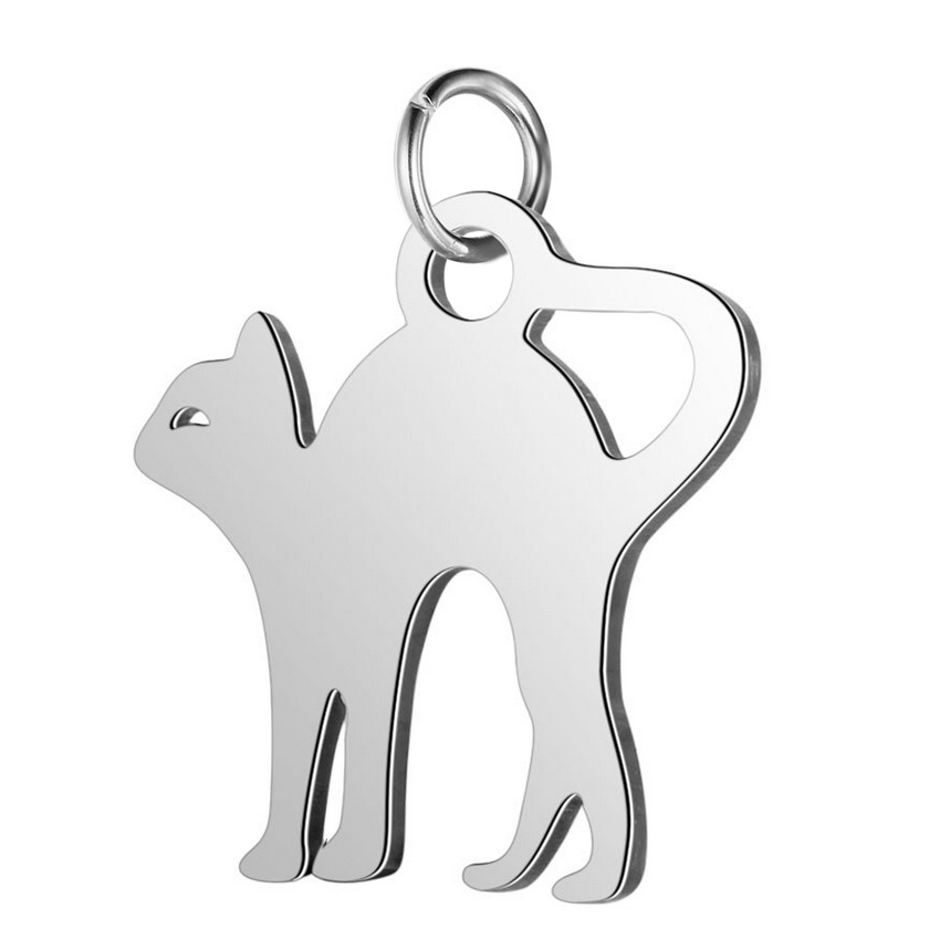 Šperky4U Malý ocelový přívěšek kočička - OPP1645-ST
