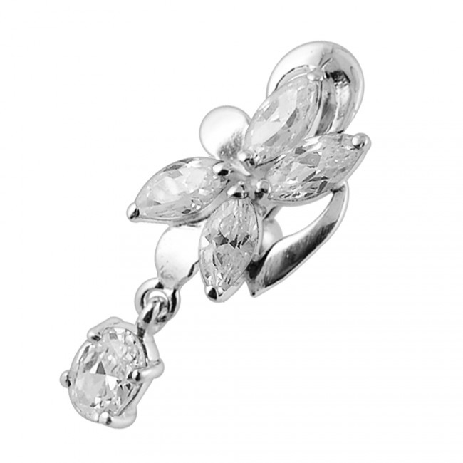 Šperky4U Stříbrný piercing do pupíku se štítem - obrácený - BP01281-C