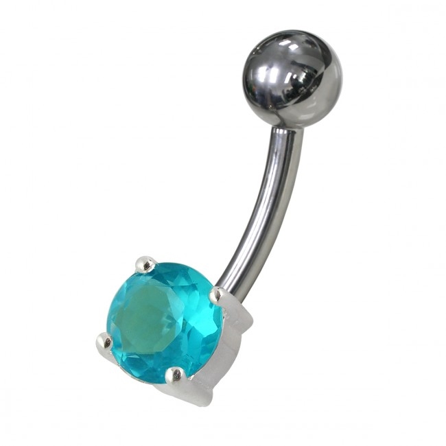 Šperky4U Stříbrný piercing do pupíku - kulatý zirkon 6 mm - BP01146-Q