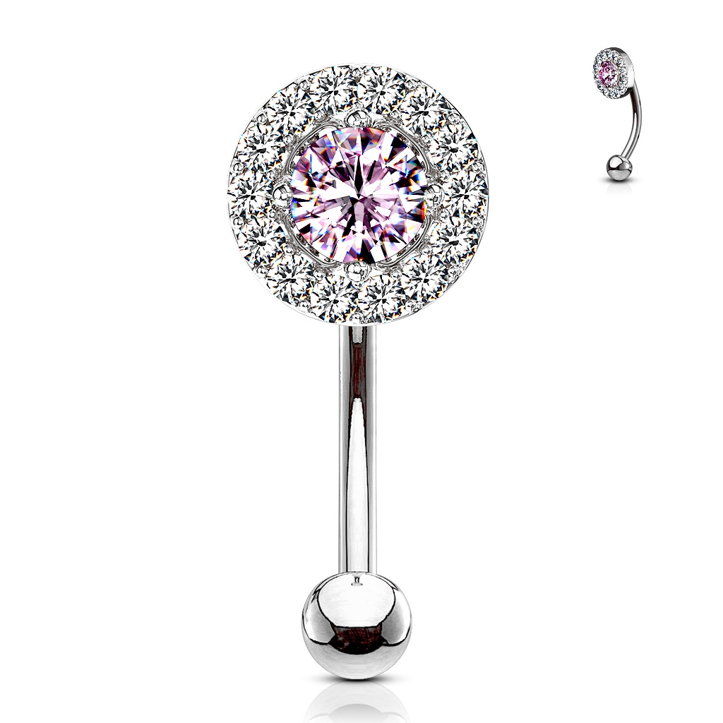 Šperky4U Piercing do obočí kolečko, růžový zirkon - OB0008-P