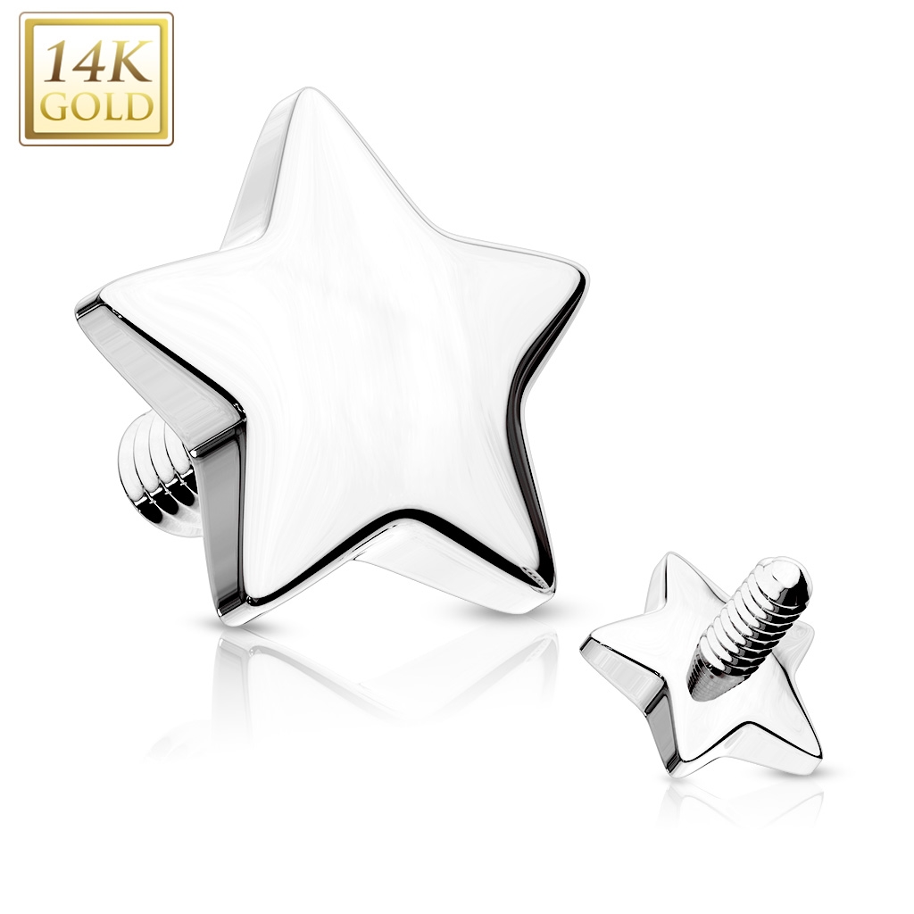 Šperky4U Zlatý piercing - dermál hvězdička 4 mm, Au 585/1000 - ZL01048-04-WG