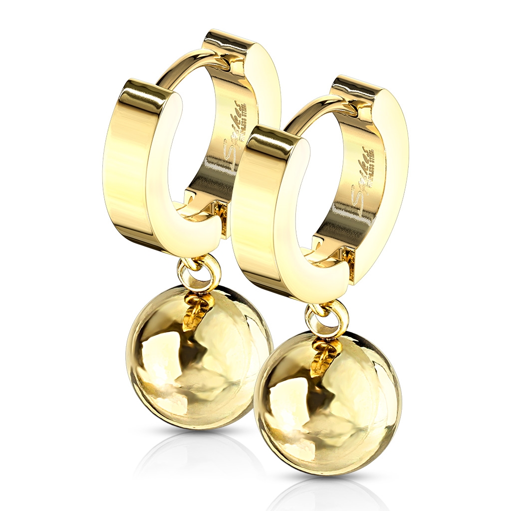 Šperky4U Zlacené ocelové náušnice - kroužky s kuličkami - OPN1547-GD