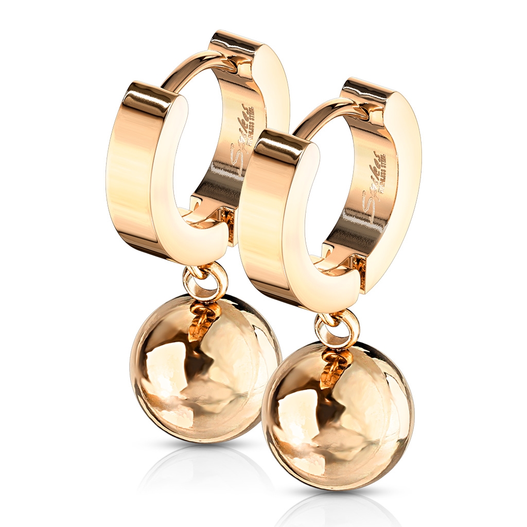 Šperky4U Zlacené ocelové náušnice - kroužky s kuličkami - OPN1547-RD