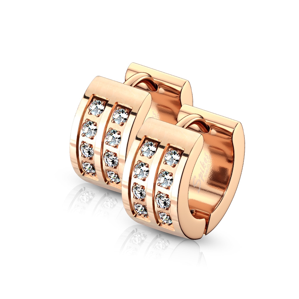 Šperky4U Zlacené ocelové náušnice se zirkony - OPN1552-RD