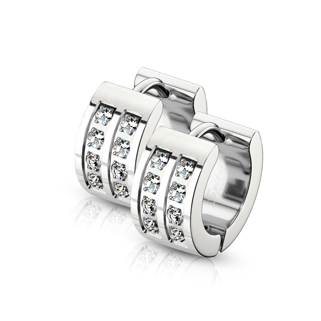 Šperky4U Ocelové náušnice se zirkony - OPN1552-ST