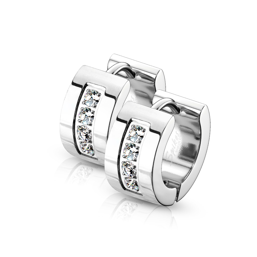 Šperky4U Ocelové náušnice se zirkony - OPN1553-ST
