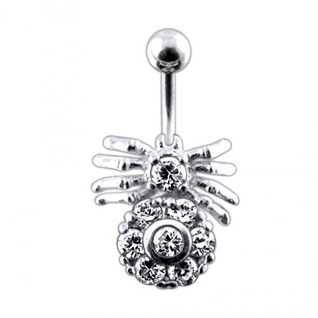 Šperky4U Stříbrný piercing do pupíku - pavouček - BP01282-C