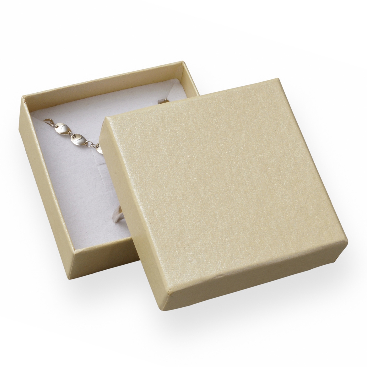 Darčeková krabička na súpravu šperkov - perleťovo krémová