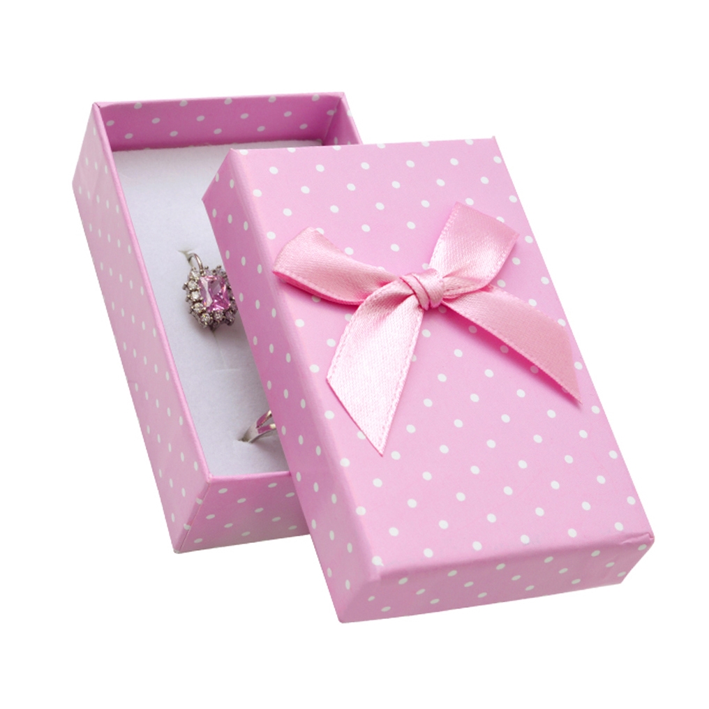 Krabička na súpravu šperkov ružová, s bodkami