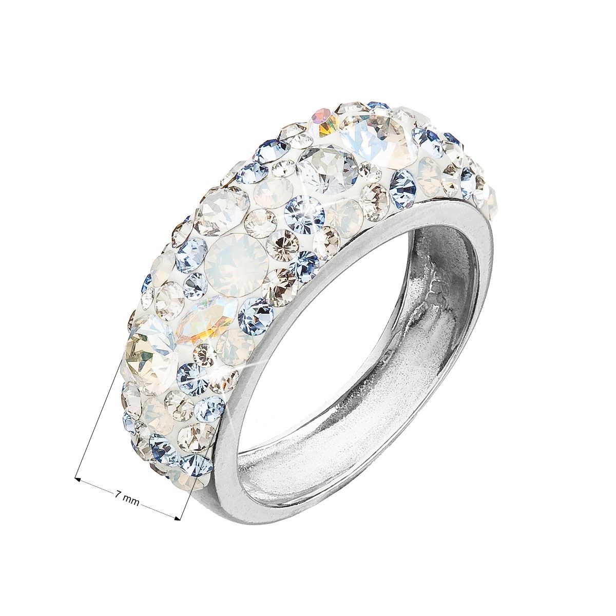 Strieborný prsteň s kryštálmi Swarovski Light Sapphire