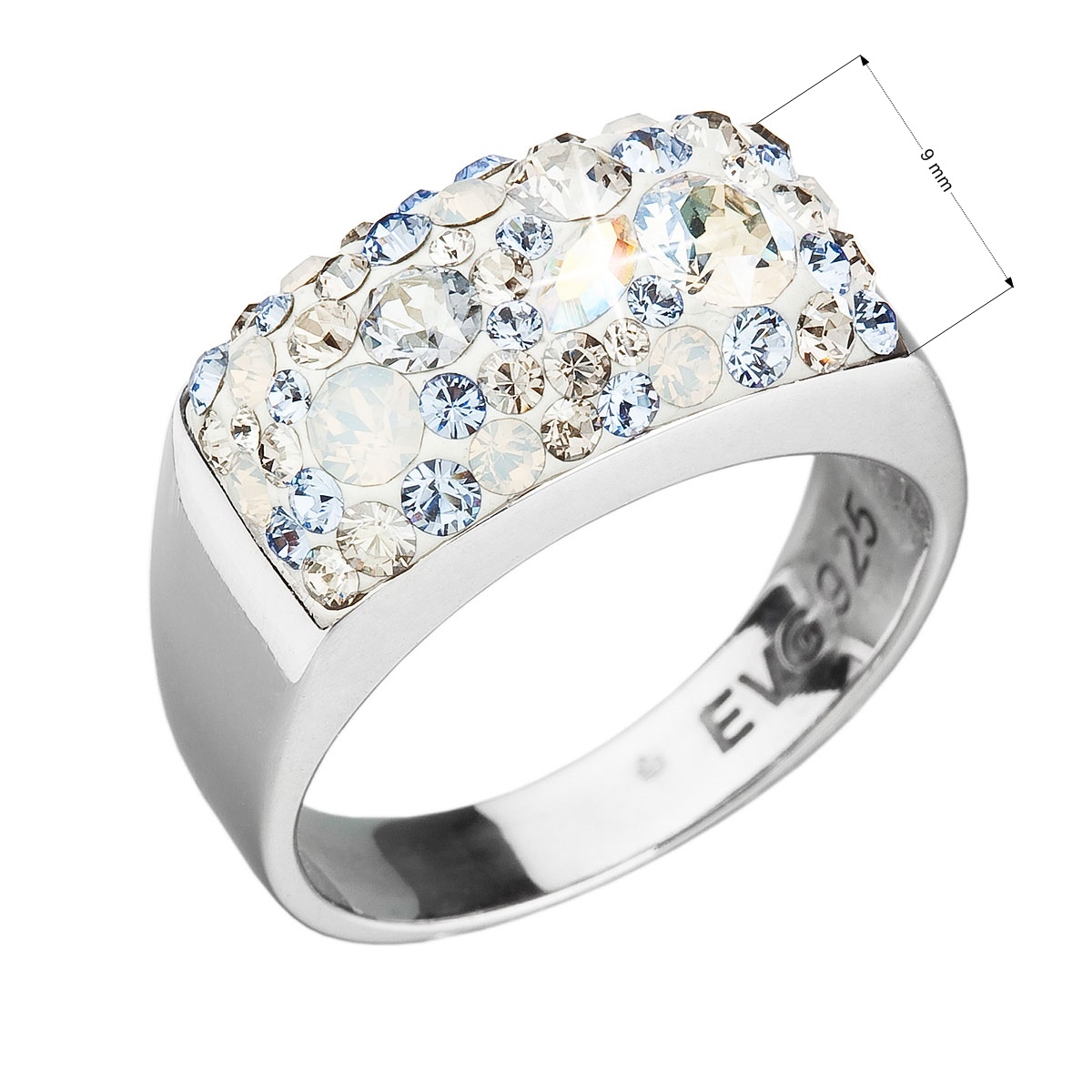 Strieborný prsteň s kameňmi Crystals from Swarovski ® Light Sapphire