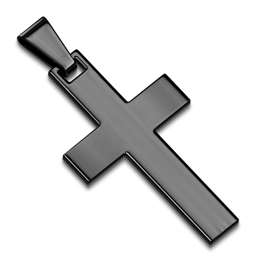 Čierny oceľový prívesok - kríž