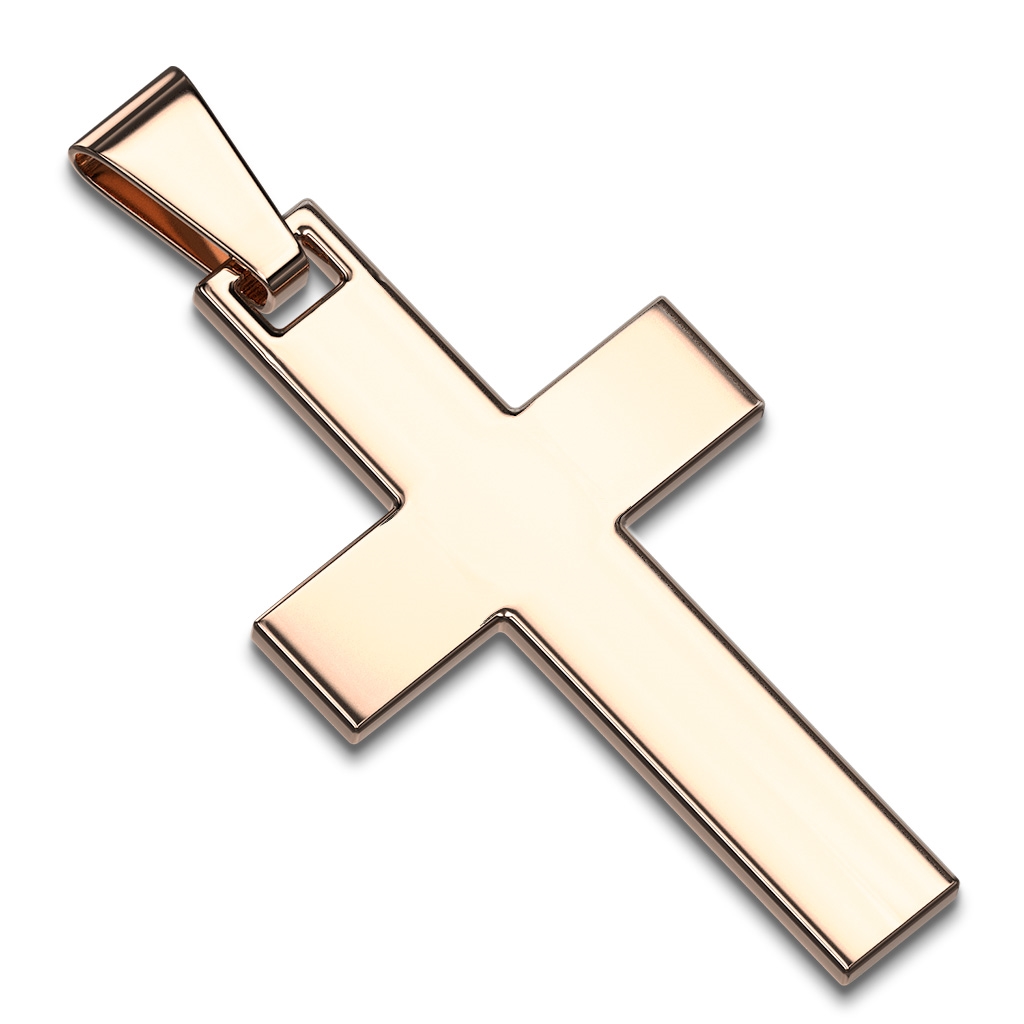 Zlatý oceľový prívesok - kríž