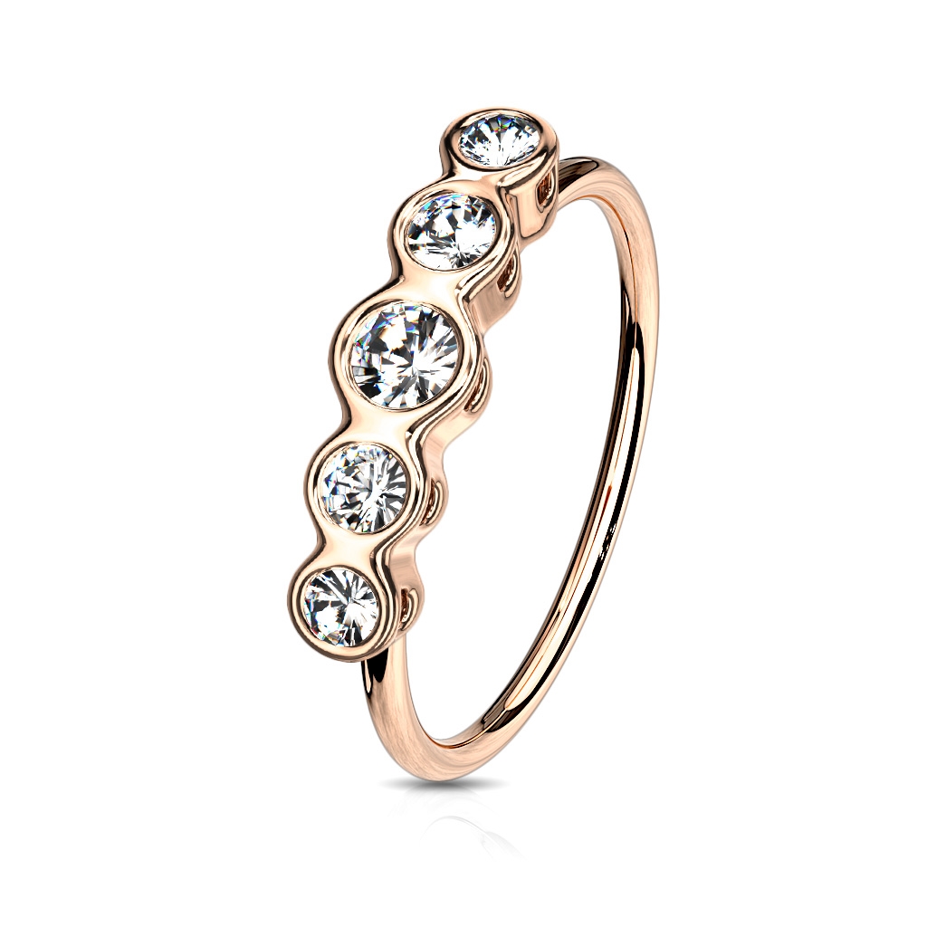 Šperky4U Zlacený piercing do nosu kroužek, čiré zirkony - N0118-RDC