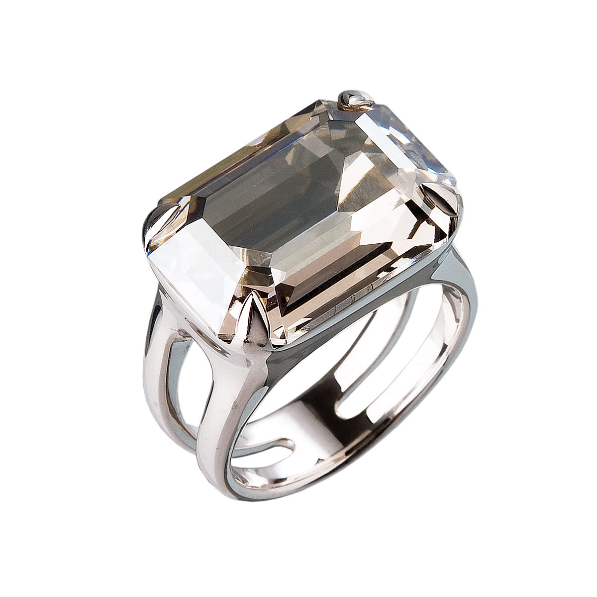 Strieborný prsteň s okrúhlym kameňom Crystals from Swarovski ® vel: 54