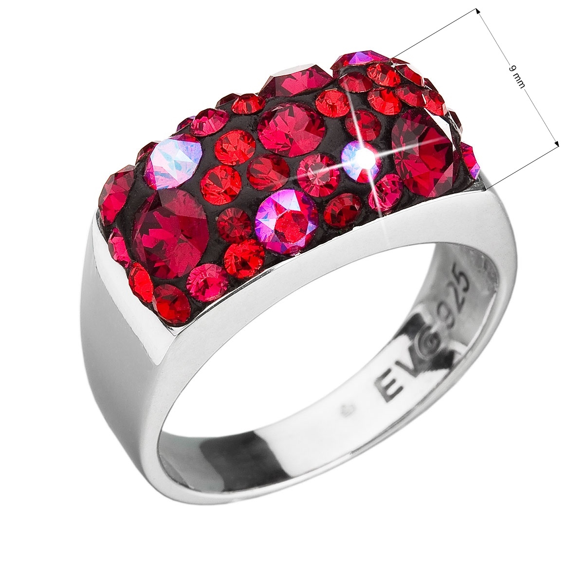 Strieborný prsteň s kameňmi Crystals from Swarovski ® Cherry