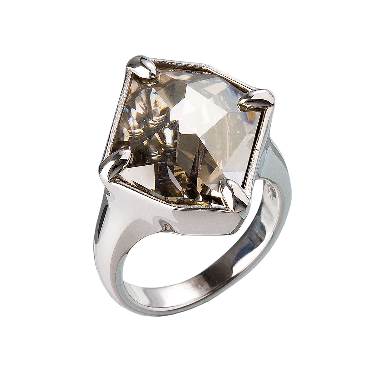 Strieborný prsteň s kameňom Crystals from Swarovski ® Silver Shade,