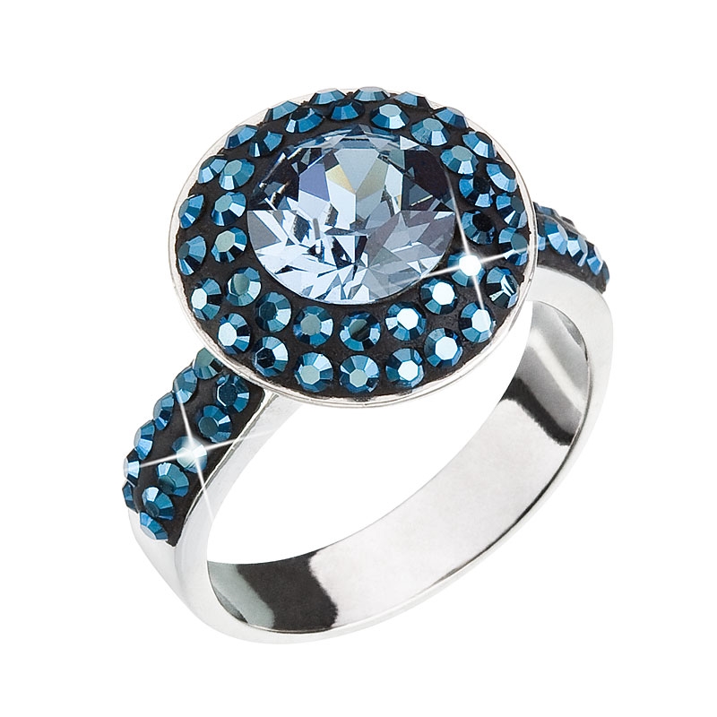 Strieborný prsteň s kameňmi Crystals from Swarovski ® Metalic Blue