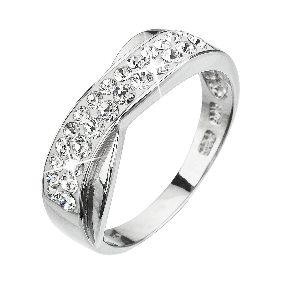 Strieborný prsteň s kryštálmi Crystals from Swarovski ® Crystal