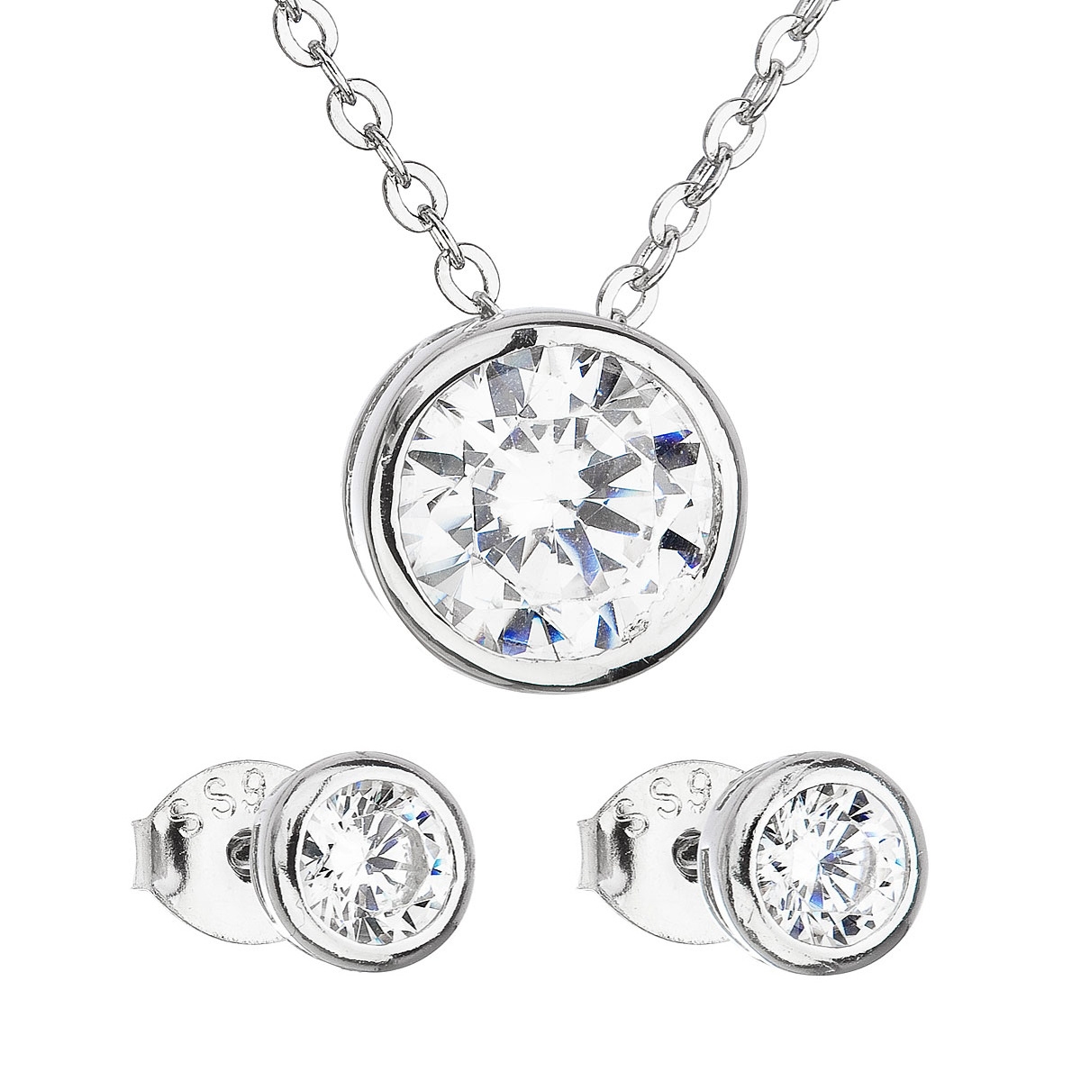 Sada šperkov so zirkónom v bielej farbe náušnice a náhrdelník