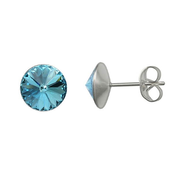 Oceľové náušnice Crystals from Swarovski ® 6mm, AQUAMARINE