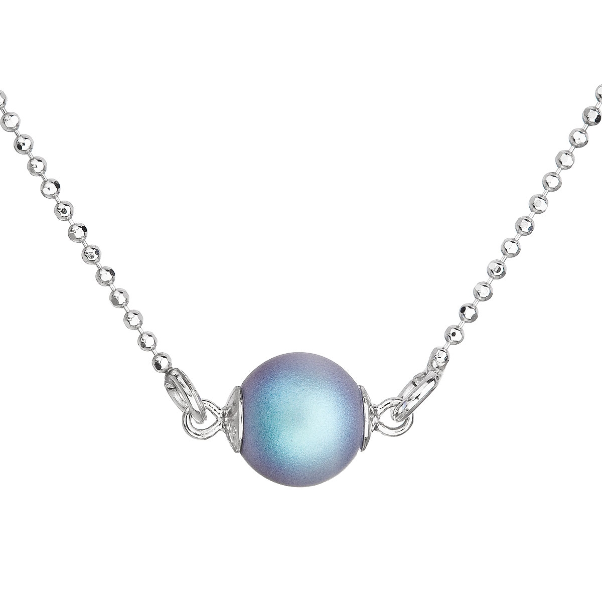 Strieborný náhrdelník so svetlomodrou matnou perlou