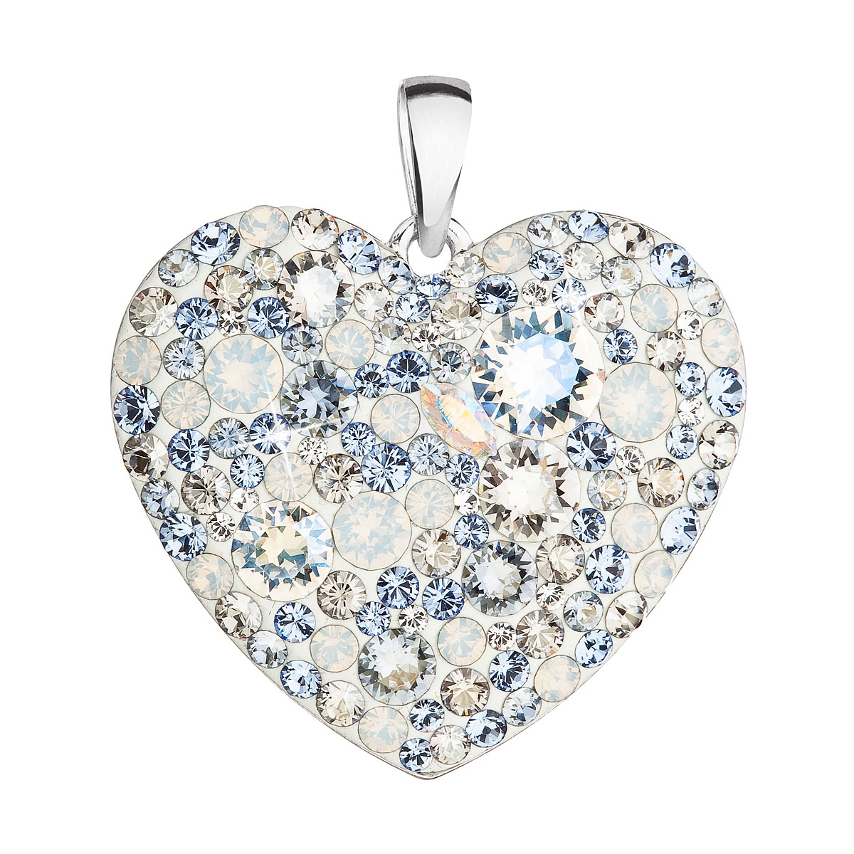 Strieborný prívesok s kryštálmi Swarovski modré srdce light sapphire