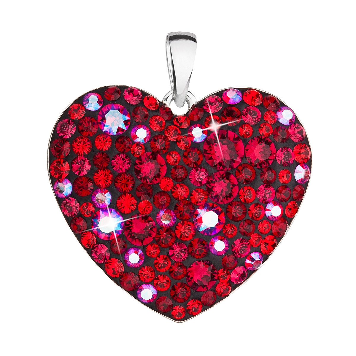Strieborný prívesok s kryštálmi Swarovski červené srdce cherry