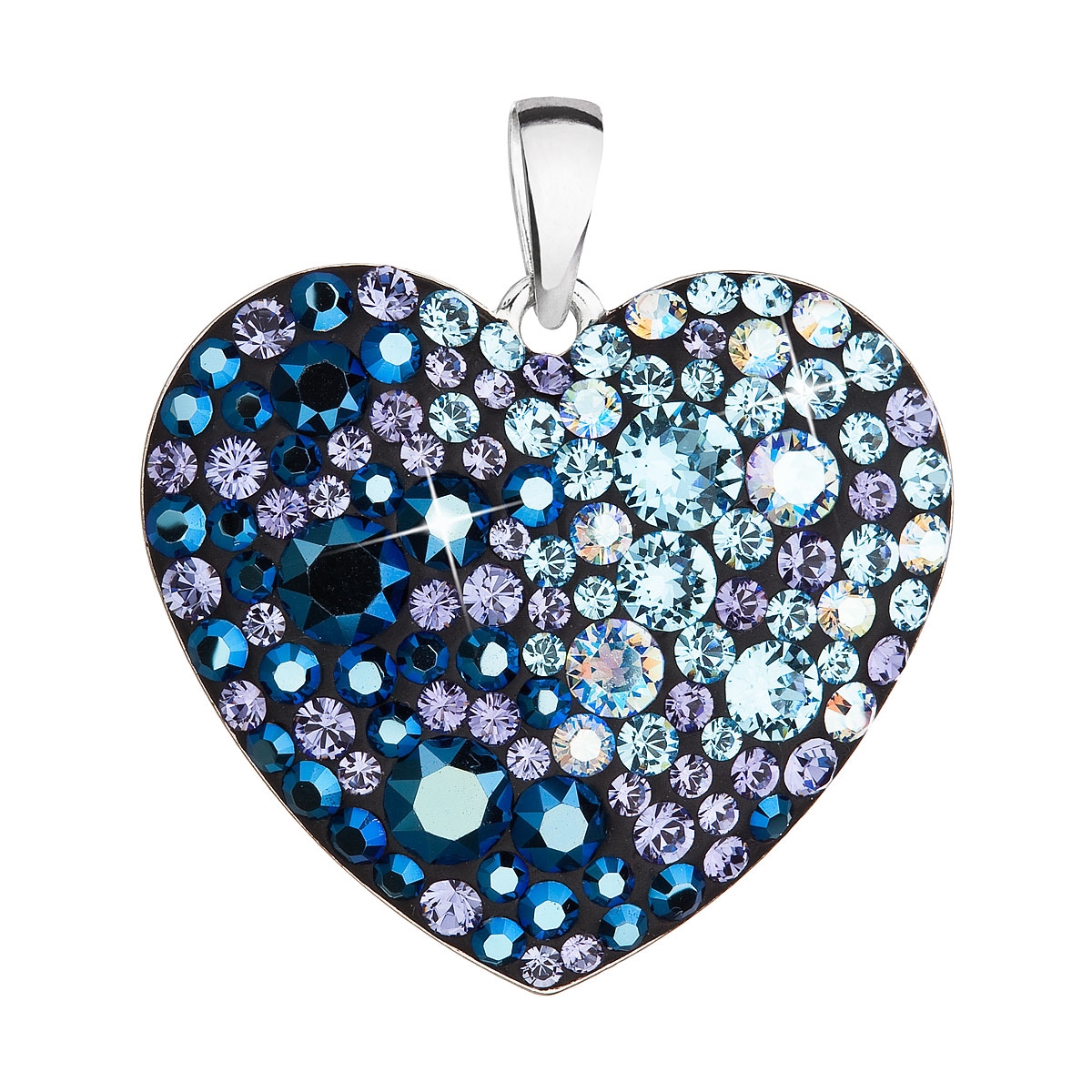 Strieborný prívesok s kryštálmi Swarovski modré srdce blue style