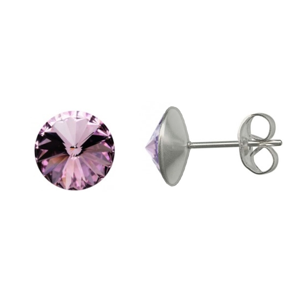 Oceľové náušnice Crystals from Swarovski ® 6mm, LIGHT AMETHYST