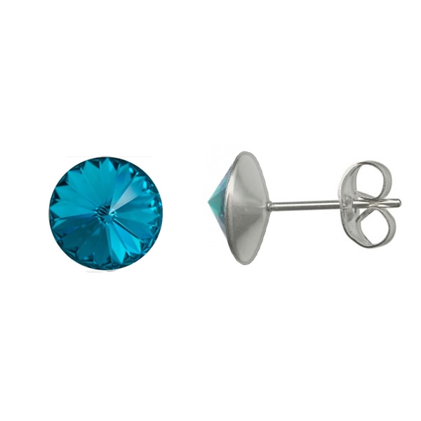 Oceľové náušnice Crystals from Swarovski ® 6mm, BLUE ZIRCON