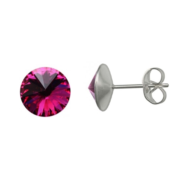 Oceľové náušnice Crystals from Swarovski ® 6mm, FUCHSIA