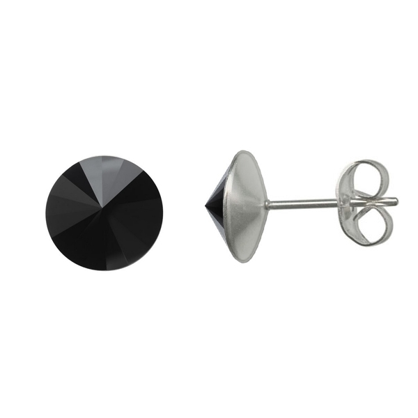 Oceľové náušnice Crystals from Swarovski ® 6mm, JET BLACK