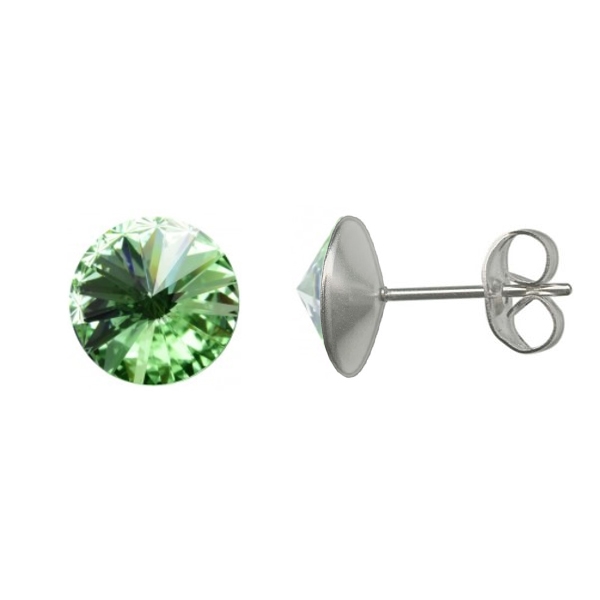 Oceľové náušnice Crystals from Swarovski ® 6mm, PERIDOT