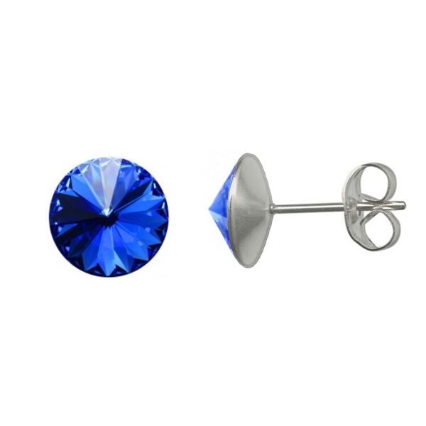 Oceľové náušnice Crystals from Swarovski ® 6mm, SAPPHIRE